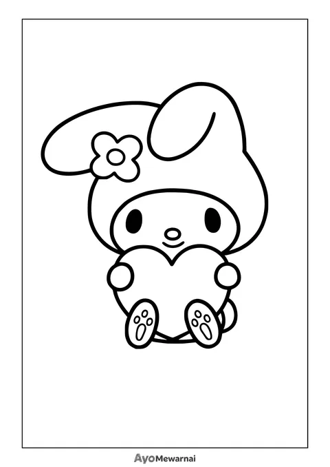 Gambar Mewarnai My Melody Memegang Hati