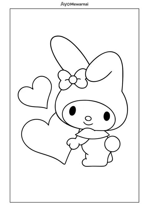 Gambar Mewarnai My Melody Memeluk Hati