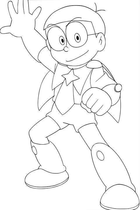 Gambar Mewarnai Nobita dengan Jubah Keren