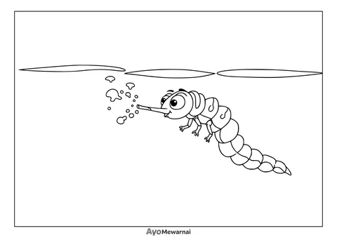 Gambar Mewarnai Nyamuk Larva di Air