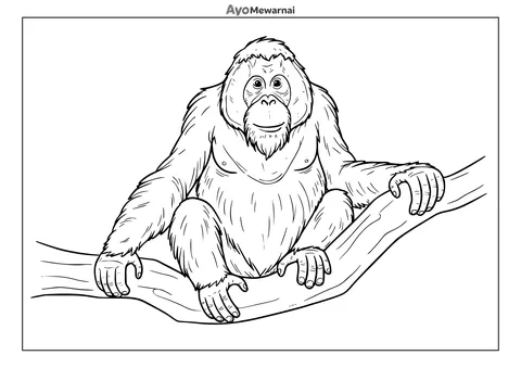 Gambar Mewarnai Orangutan Jantan Dewasa