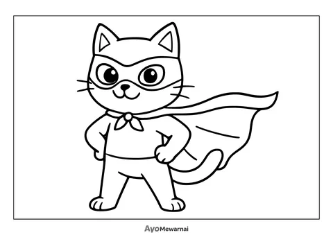 Gambar Mewarnai Pahlawan Kucing