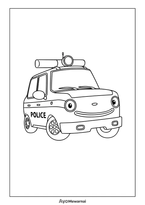 Gambar Mewarnai Pat Mobil Polisi