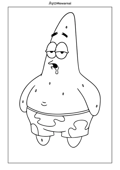 Gambar Mewarnai Patrick Melamun
