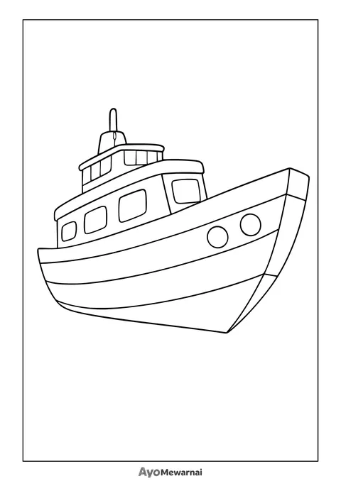 Gambar Mewarnai Perahu Nelayan Klasik
