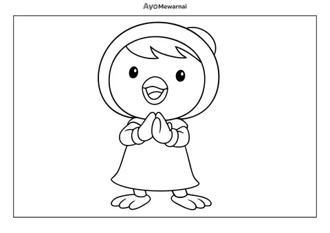 Gambar Mewarnai Petty si Penguin Cantik