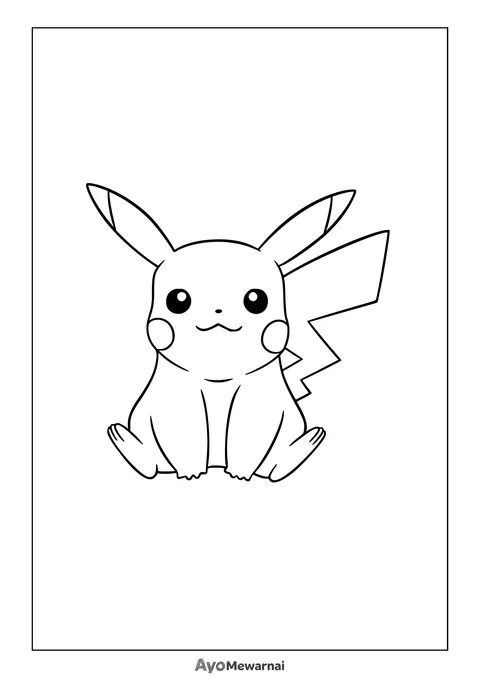 Gambar Mewarnai Pikachu Duduk