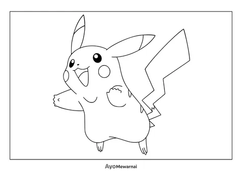 Gambar Mewarnai Pikachu Pokémon Tikus Listrik