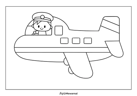 Gambar Mewarnai Pilot Naik Pesawat