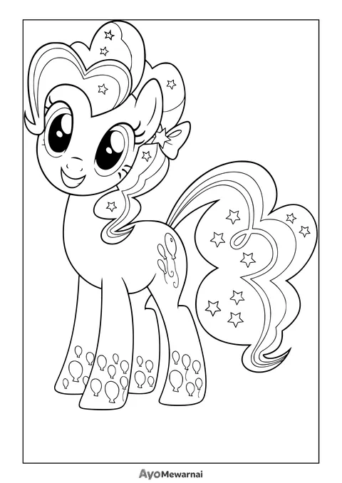 Gambar Mewarnai Pinkie Pie dengan Hiasan Bintang