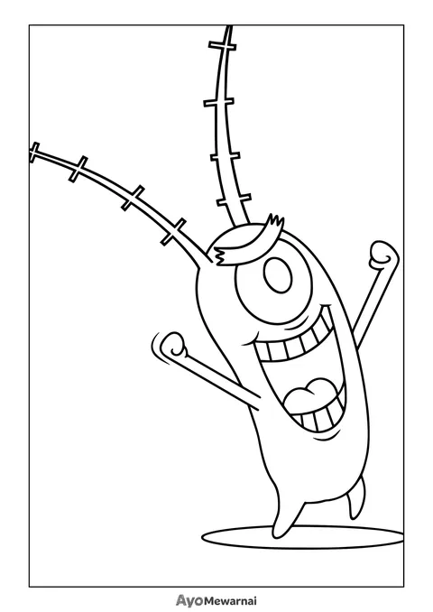Gambar Mewarnai Plankton Tertawa Jahat