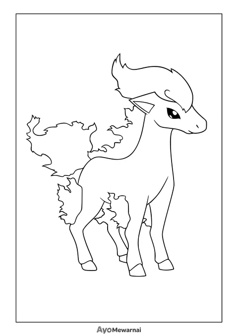 Gambar Mewarnai Ponyta Pokémon Kuda Api