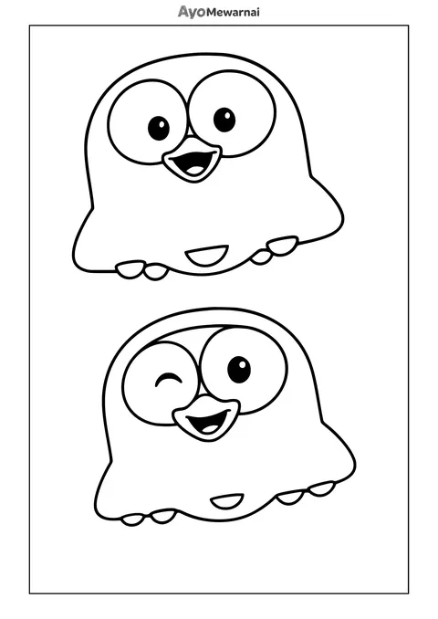 Gambar Mewarnai Popo dan Pipi Yang Lucu