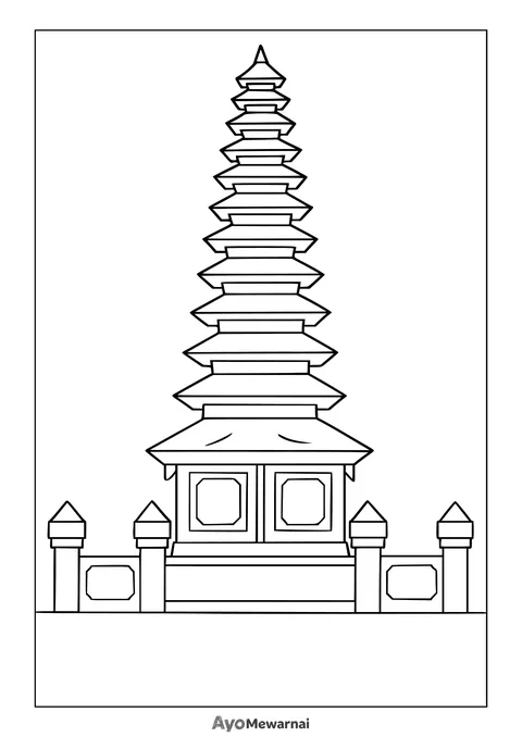 Gambar Mewarnai Pura Meru Bali