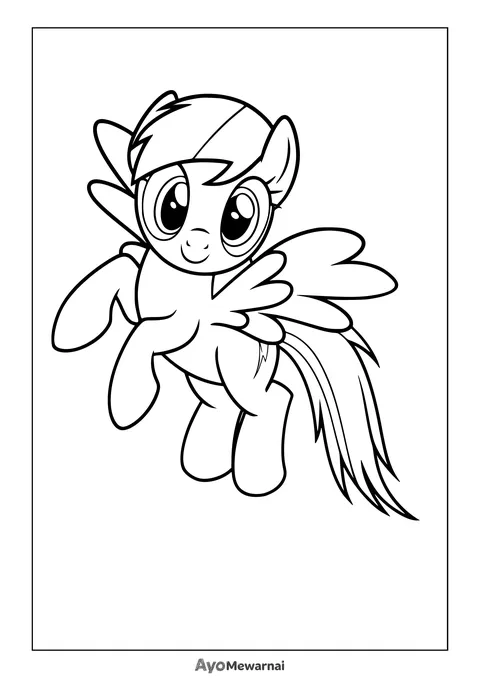 Gambar Mewarnai Rainbow Dash Terbang