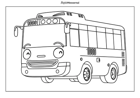 Gambar Mewarnai Rogi si Bus Hijau yang Kompetitif