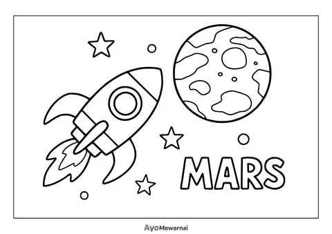 Gambar Mewarnai Roket Menuju Mars