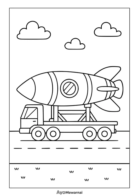 Gambar Mewarnai Roket Naik Truk