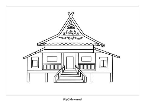 Gambar Mewarnai Rumah Adat Limas