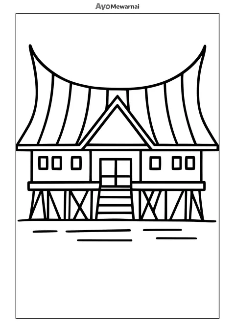 Gambar Mewarnai Rumah Adat Minang