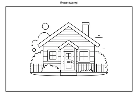 Gambar Mewarnai Rumah Berdinding Papan Kayu