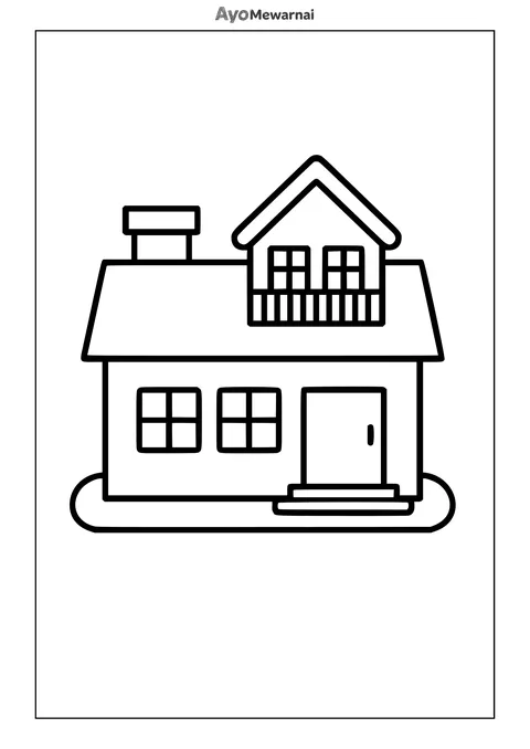 Gambar Mewarnai Rumah dengan Loteng