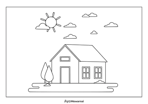 Gambar Mewarnai Rumah di Pedesaan