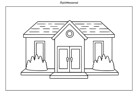 Gambar Mewarnai Rumah Keren Berpintu Ganda
