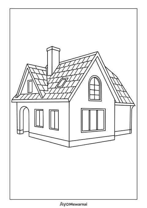 Gambar Mewarnai Rumah Klasik Eropa