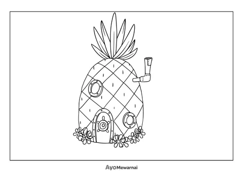 Gambar Mewarnai Rumah Nanas Spongebob