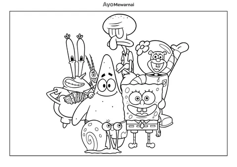 Gambar Mewarnai Sahabat Spongebob