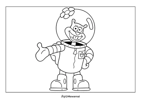 Gambar Mewarnai Sandy Cheeks Tersenyum