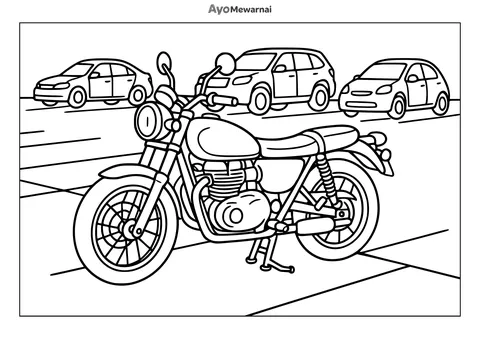 Gambar Mewarnai Sepeda Motor di Parkiran