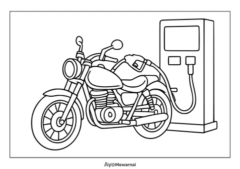 Gambar Mewarnai Sepeda Motor isi Bensin