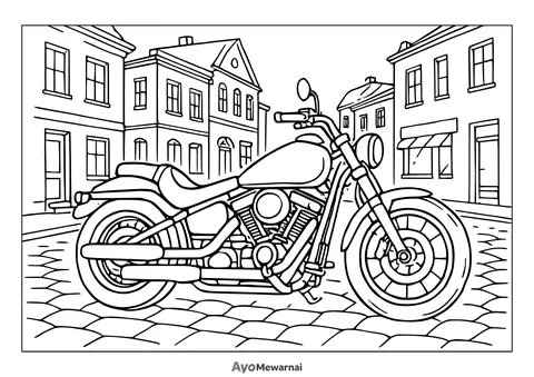 Gambar Mewarnai Sepeda Motor Klasik