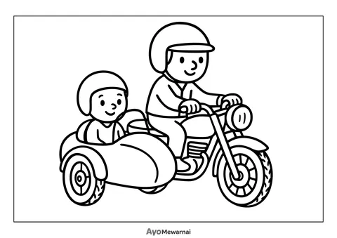 Gambar Mewarnai Sepeda Motor Roda Tiga