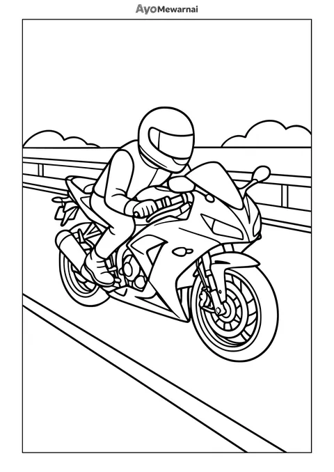 Gambar Mewarnai Sepeda Motor Sport