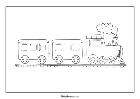 Gambar Mewarnai Sketsa Kereta Api Sederhana