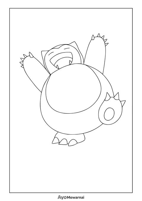 Gambar Mewarnai Snorlax Si Pokemon Yang Suka Tidur