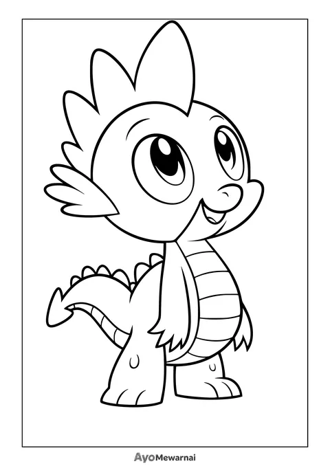 Gambar Mewarnai Spike si Naga Kecil