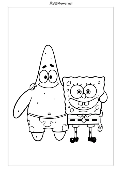 Gambar Mewarnai Spongebob dan Partick
