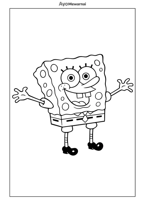 Gambar Mewarnai Spongebob Gembira