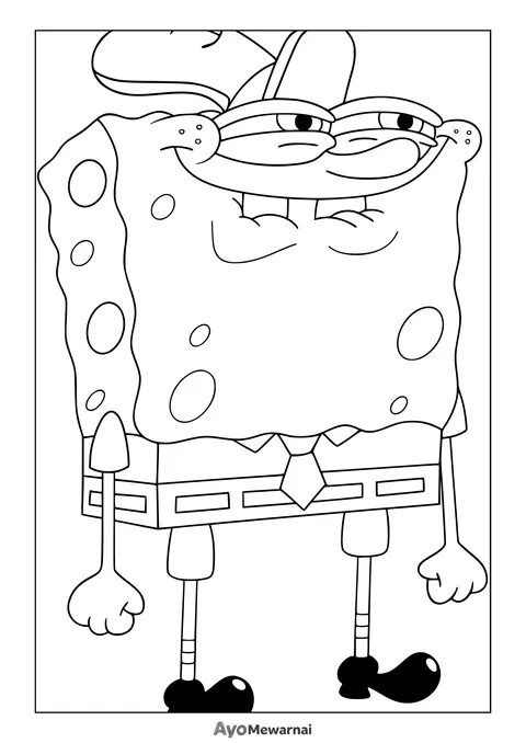 Gambar Mewarnai Spongebob Tertawa Lucu