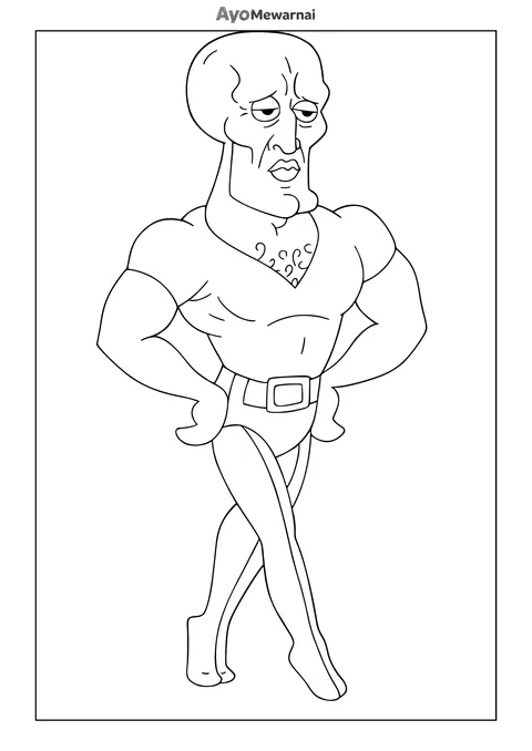 Gambar Mewarnai Squidward Ganteng