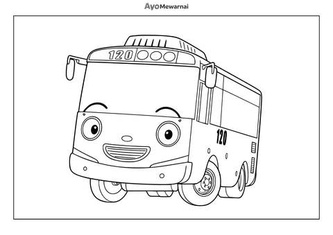 Gambar Mewarnai Tayo si Bus Biru
