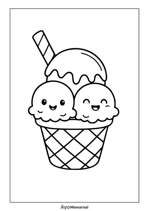 Gambar Mewarnai Tiga Cup Ice Cream