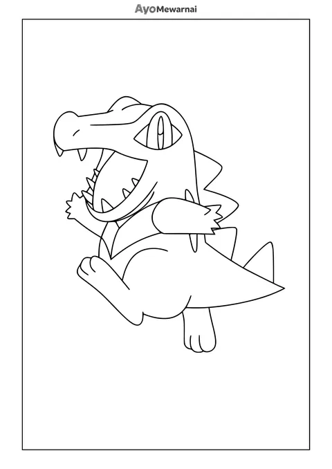 Gambar Mewarnai Totodile Pokémon Starter Johto