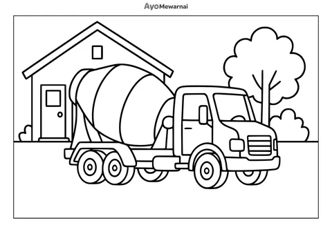 Gambar Mewarnai Truk Molen di Halaman