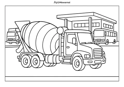 Gambar Mewarnai Truk Molen di Terminal