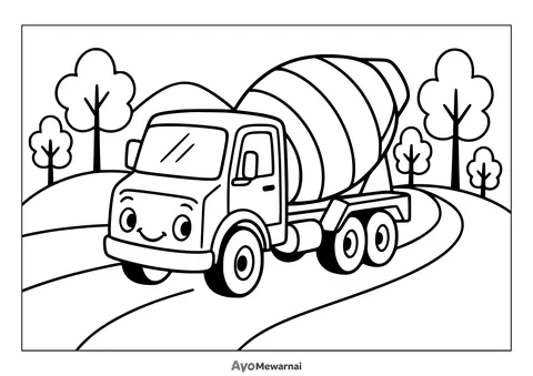 Gambar Mewarnai Truk Molen Menuju Lokasi